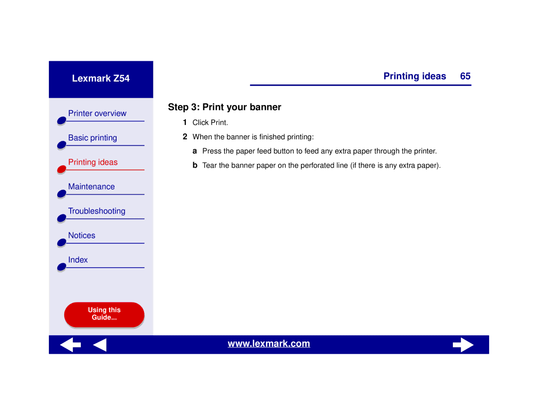 Lexmark Z54 manual Print your banner 