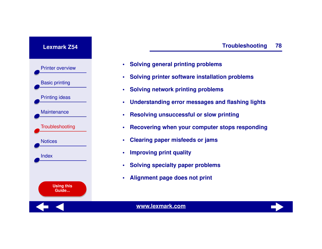 Lexmark Z54 manual Troubleshooting 