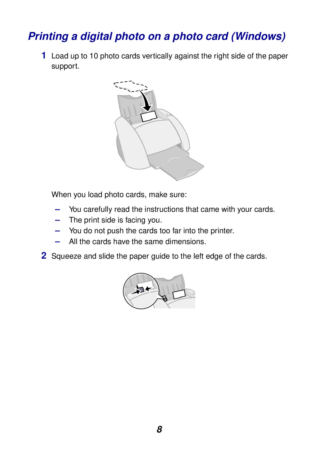 Lexmark Z55 manual Printing a digital photo on a photo card Windows 