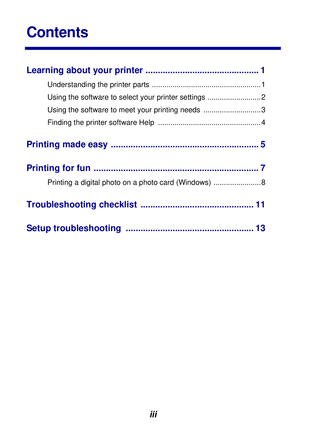 Lexmark Z55 manual Contents 