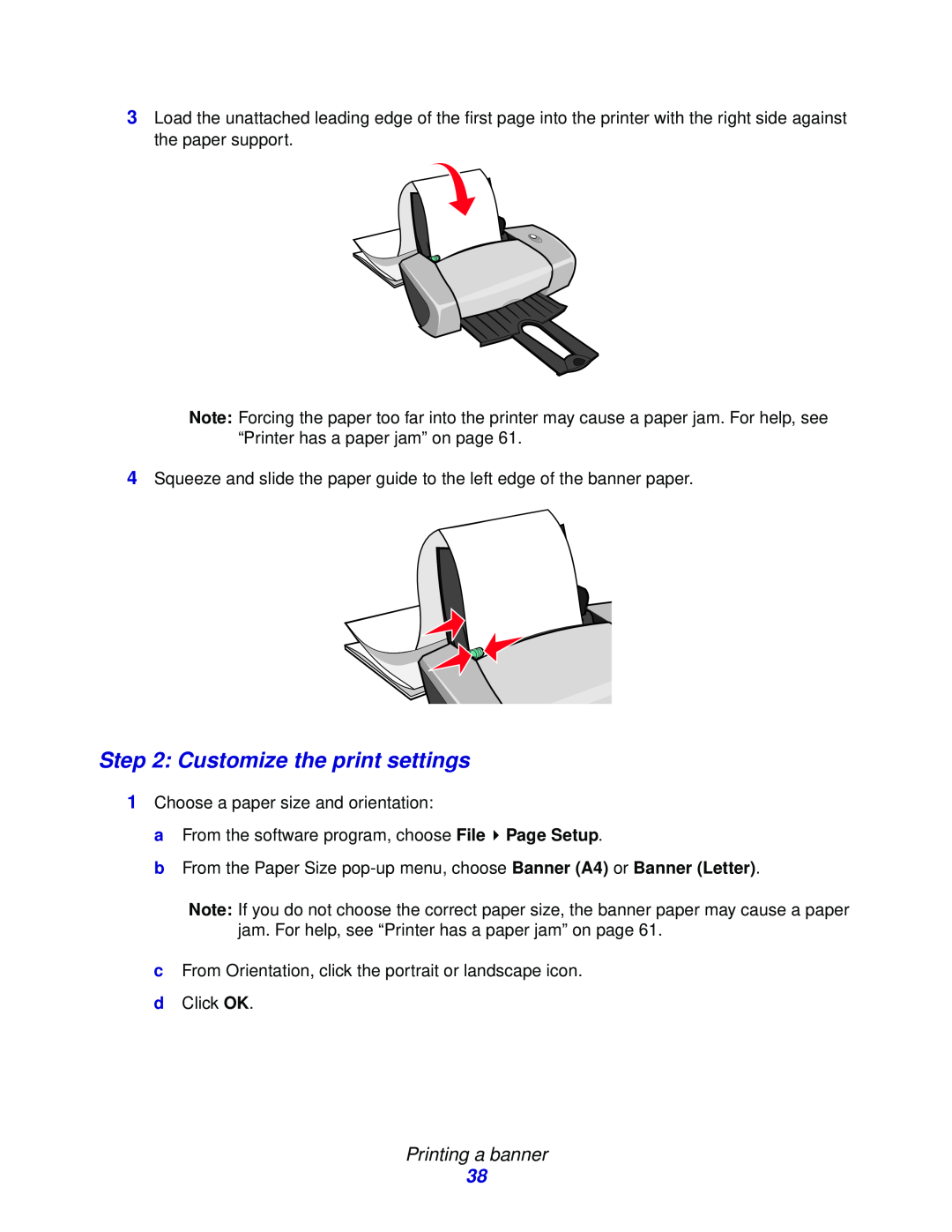 Lexmark Z600 Series manual Customize the print settings, Printing a banner 