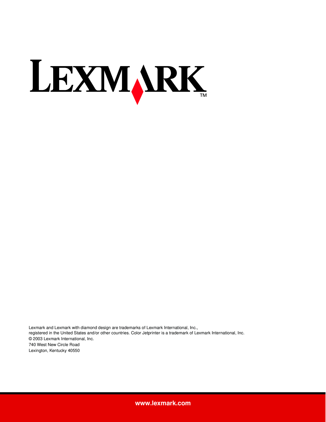 Lexmark Z600 Series manual West New Circle Road Lexington, Kentucky 