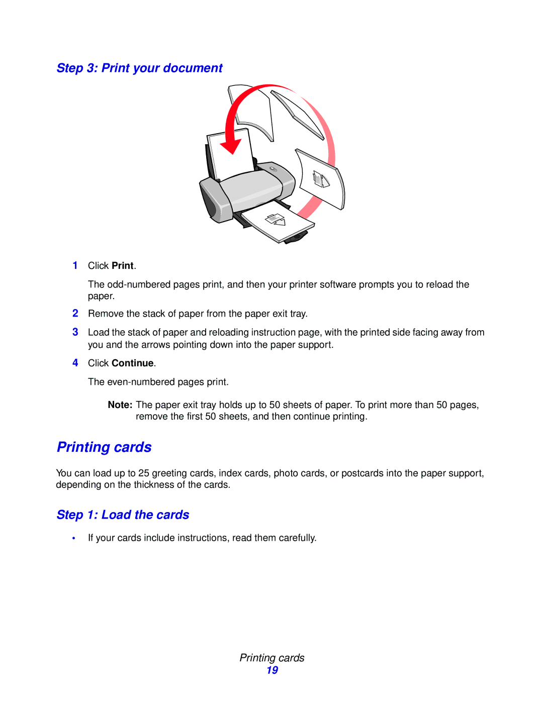 Lexmark Z600 Series manual Printing cards, Load the cards 