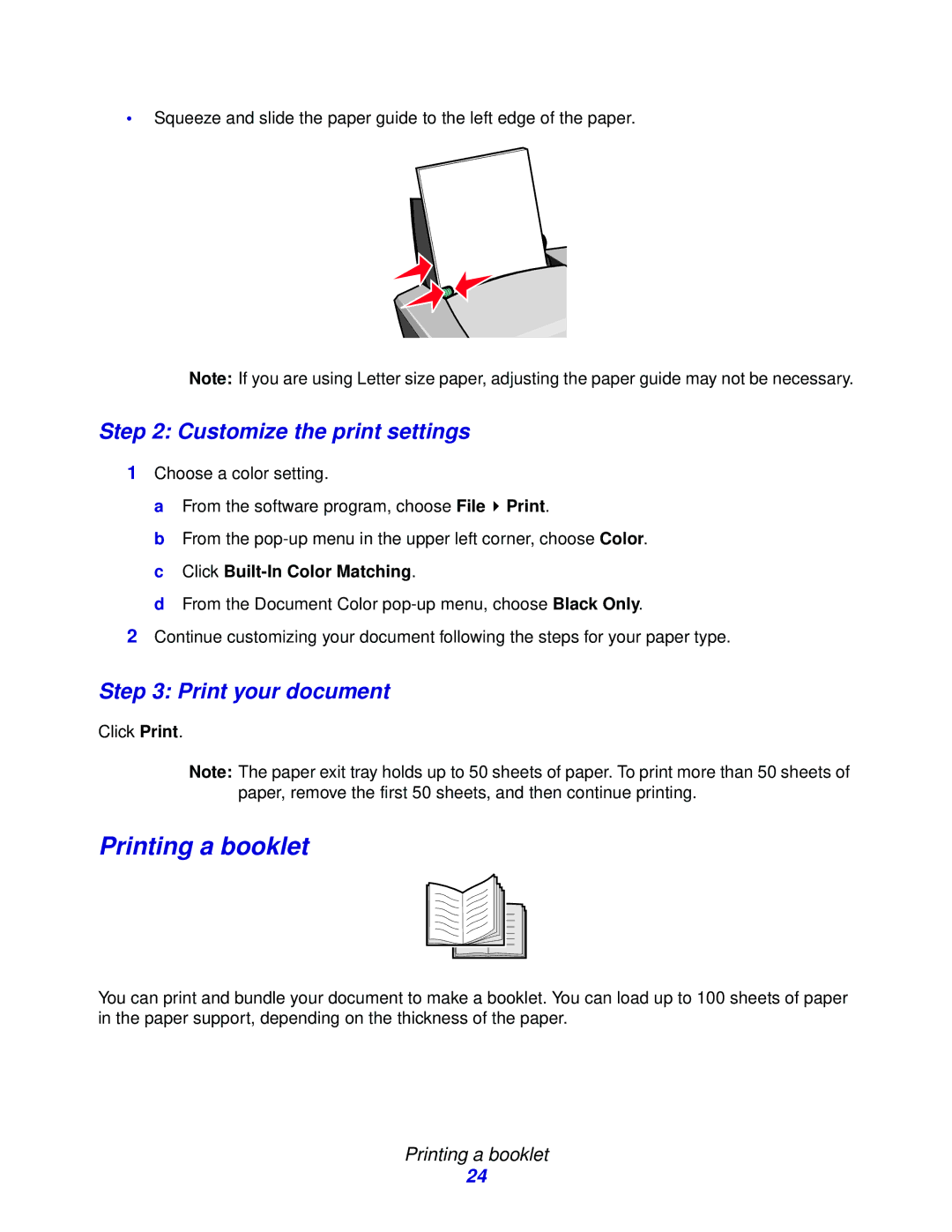 Lexmark Z600 Series manual Printing a booklet 