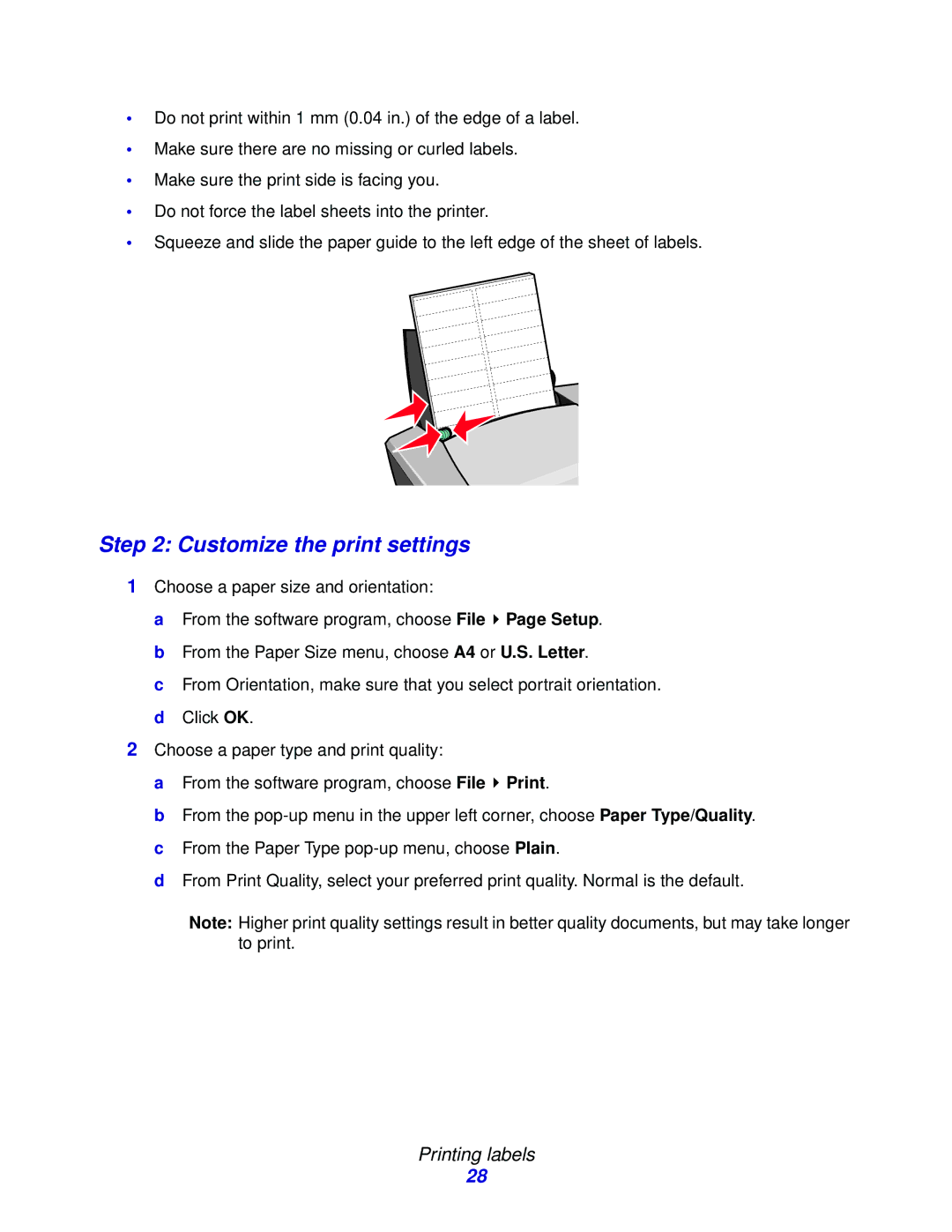 Lexmark Z600 Series manual Customize the print settings 