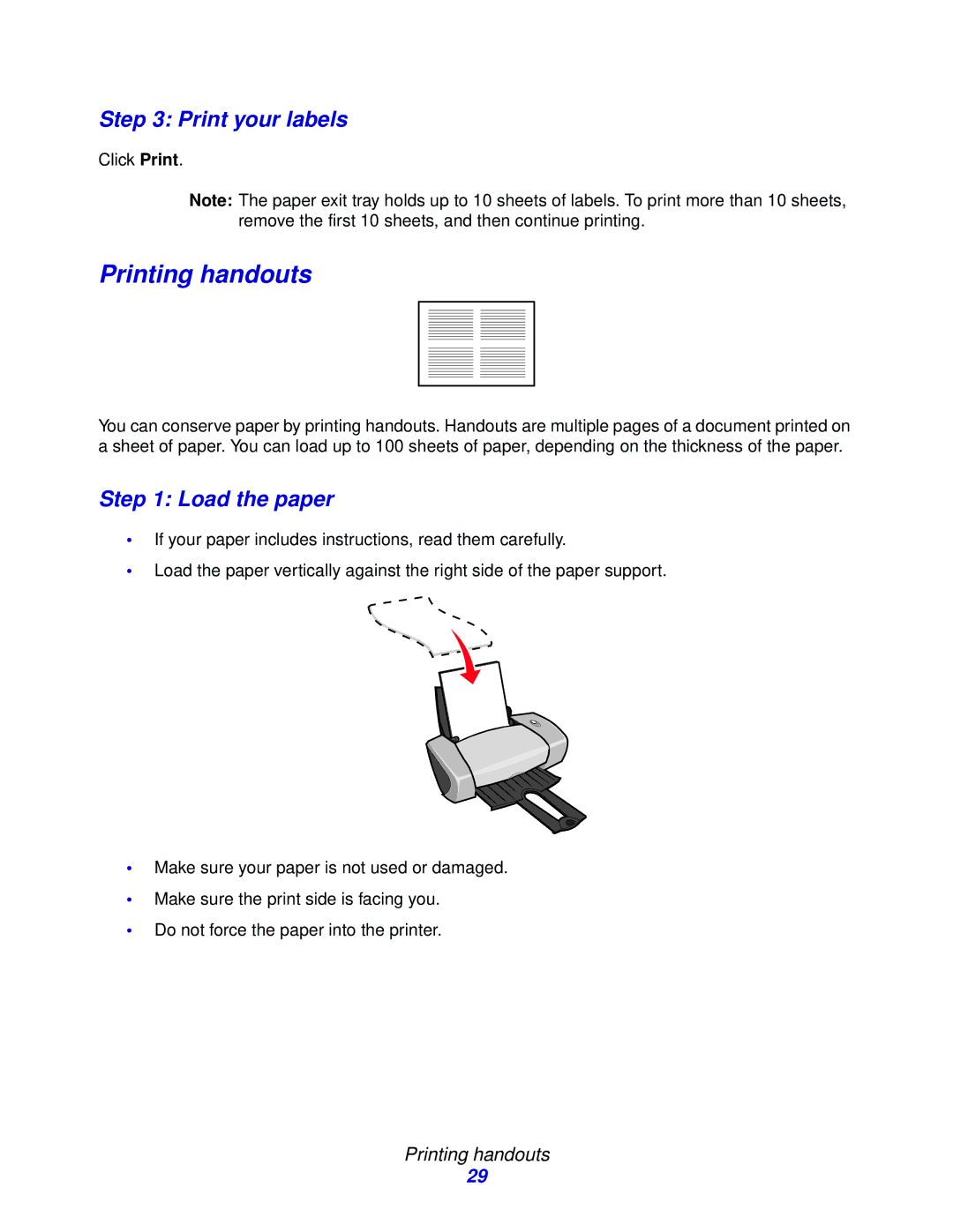 Lexmark Z600 Series manual Printing handouts, Print your labels 