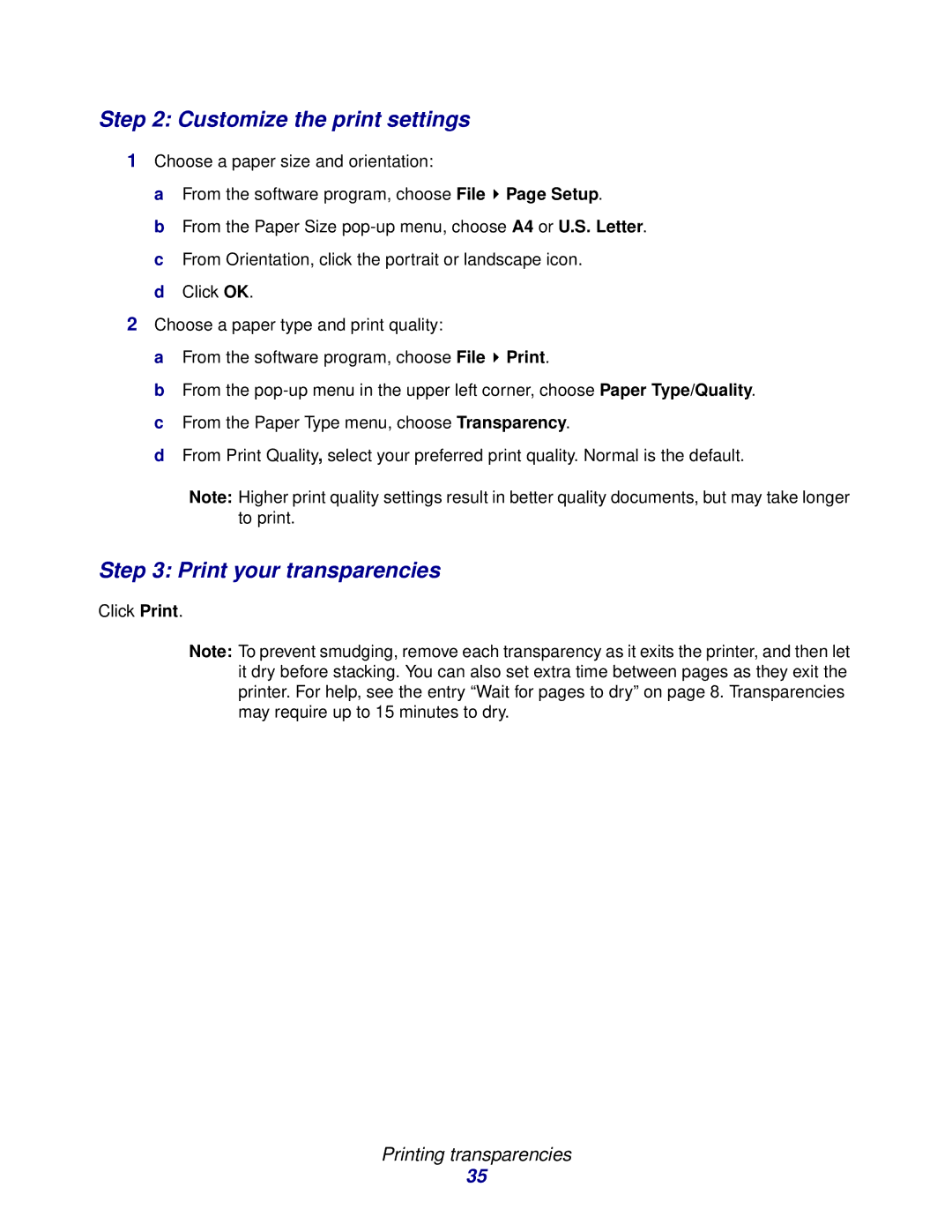 Lexmark Z600 Series manual Print your transparencies 