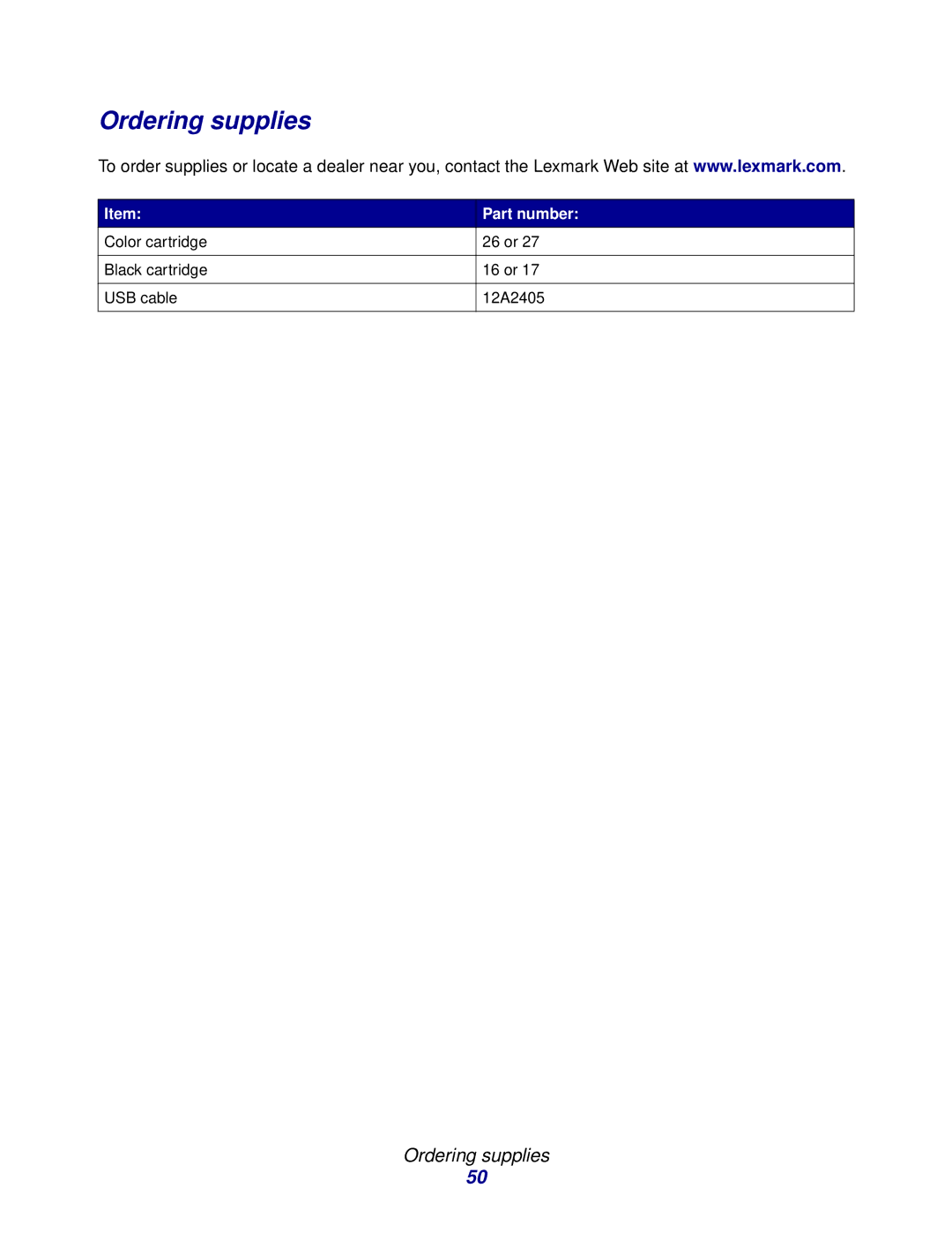 Lexmark Z600 Series manual Ordering supplies 