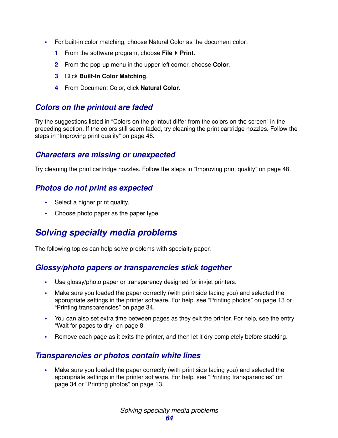 Lexmark Z600 Series manual Solving specialty media problems 