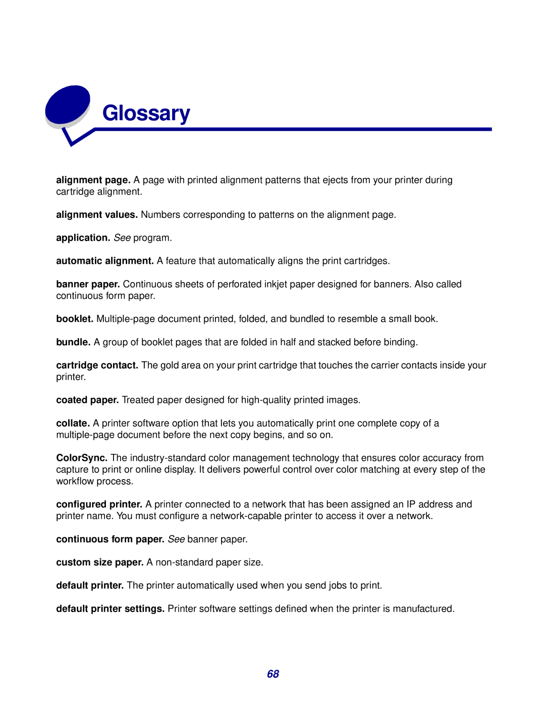 Lexmark Z600 Series manual Glossary 