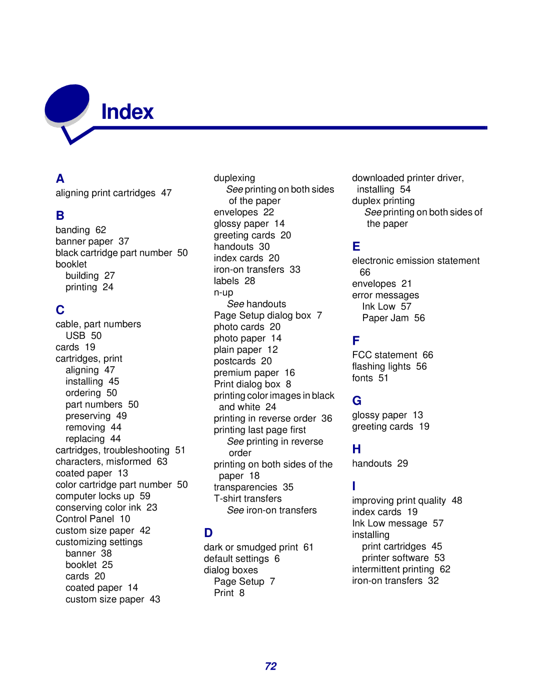 Lexmark Z600 Series manual Index 