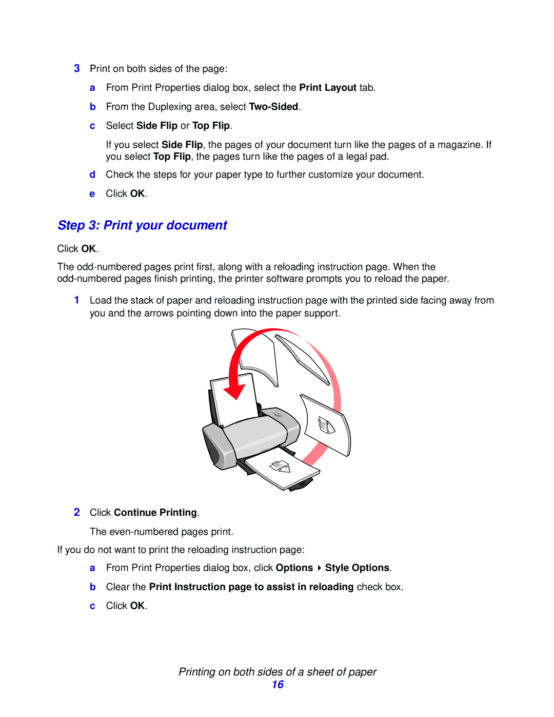 Lexmark Z600 manual Select Side Flip or Top Flip 