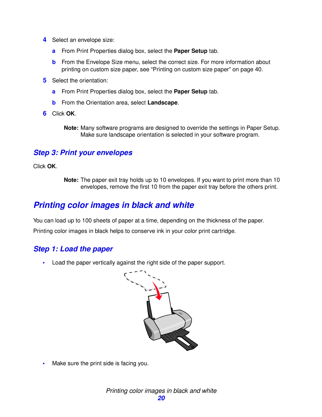 Lexmark Z600 manual Printing color images in black and white, Print your envelopes 