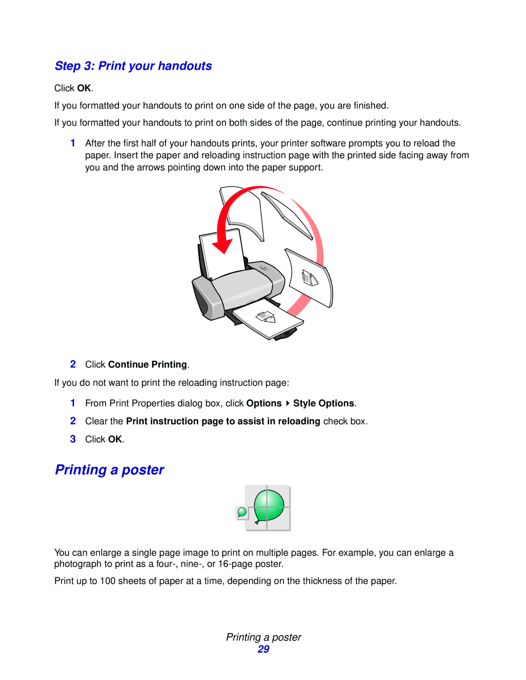 Lexmark Z600 manual Printing a poster, Print your handouts 