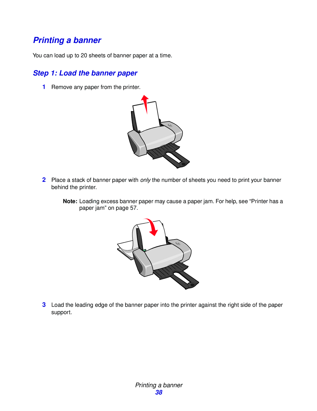 Lexmark Z600 manual Printing a banner, Load the banner paper 