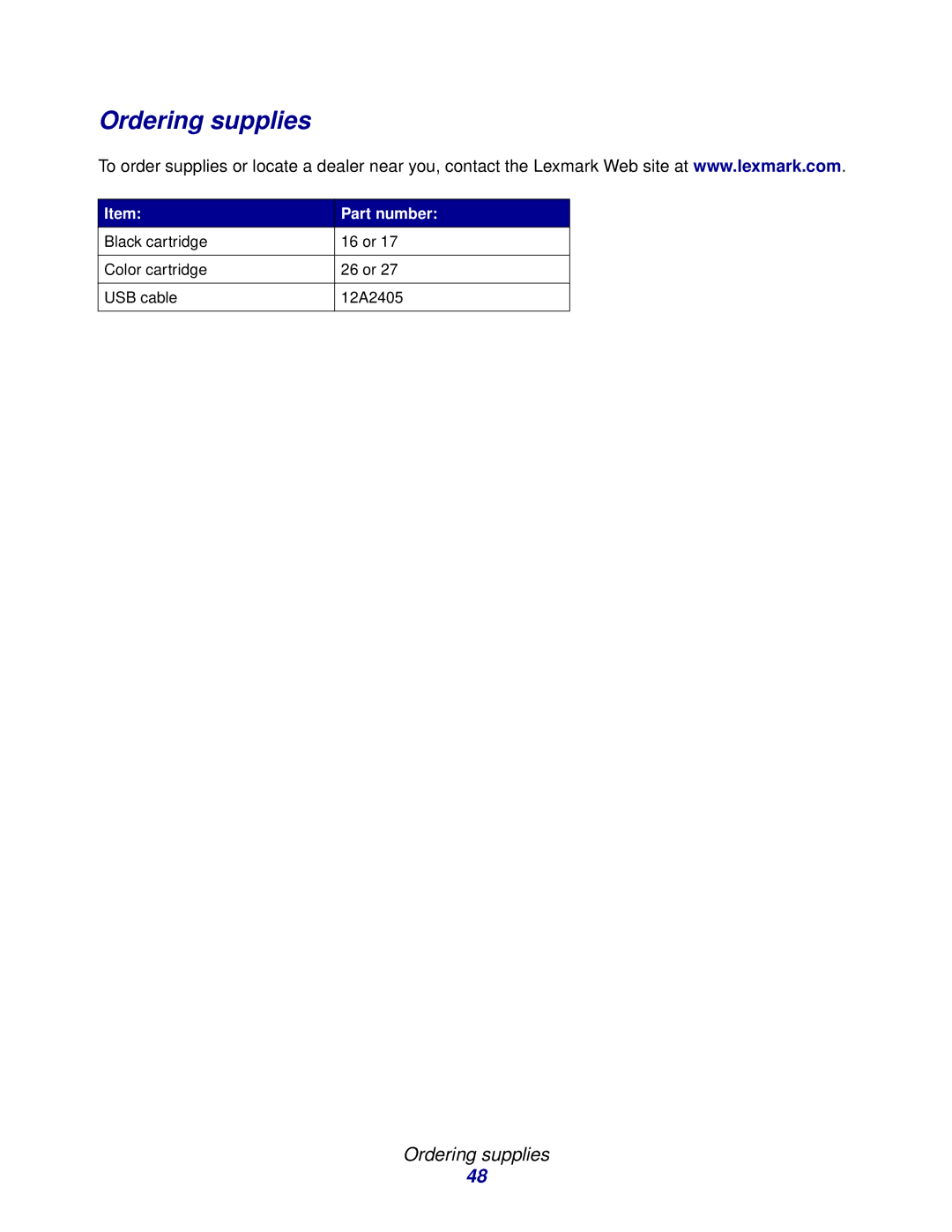 Lexmark Z600 manual Ordering supplies 