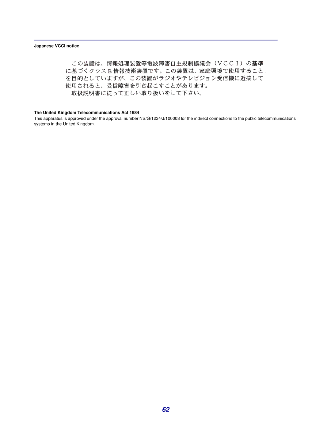 Lexmark Z600 manual Japanese Vcci notice United Kingdom Telecommunications Act 