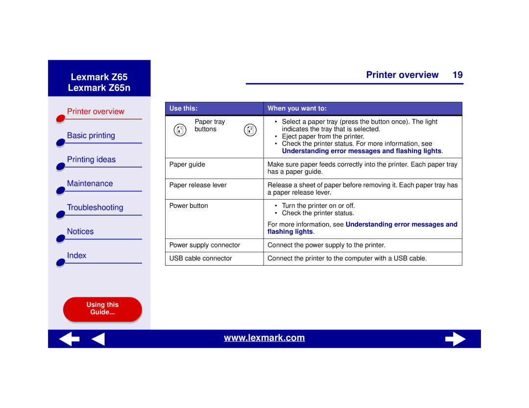 Lexmark Z65n manual For more information, see Understanding error messages 