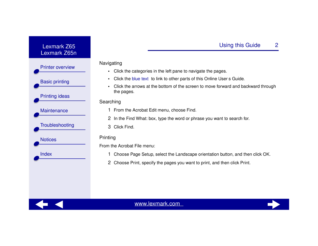 Lexmark manual Lexmark Z65 Lexmark Z65n 