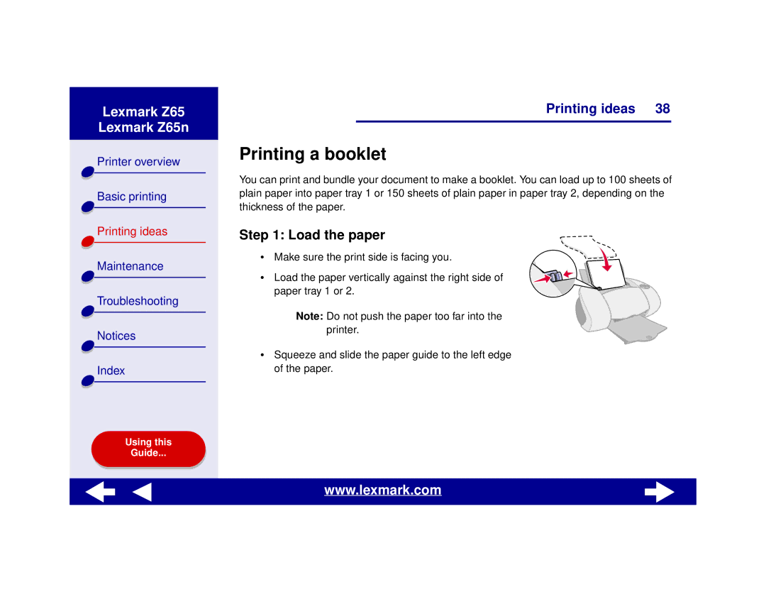 Lexmark Z65n manual Printing a booklet 