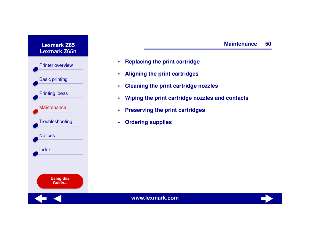 Lexmark Z65n manual Maintenance 