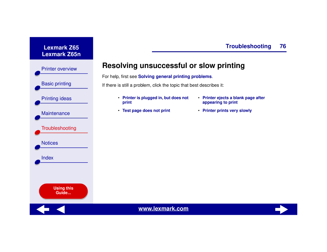 Lexmark Z65n manual Resolving unsuccessful or slow printing 