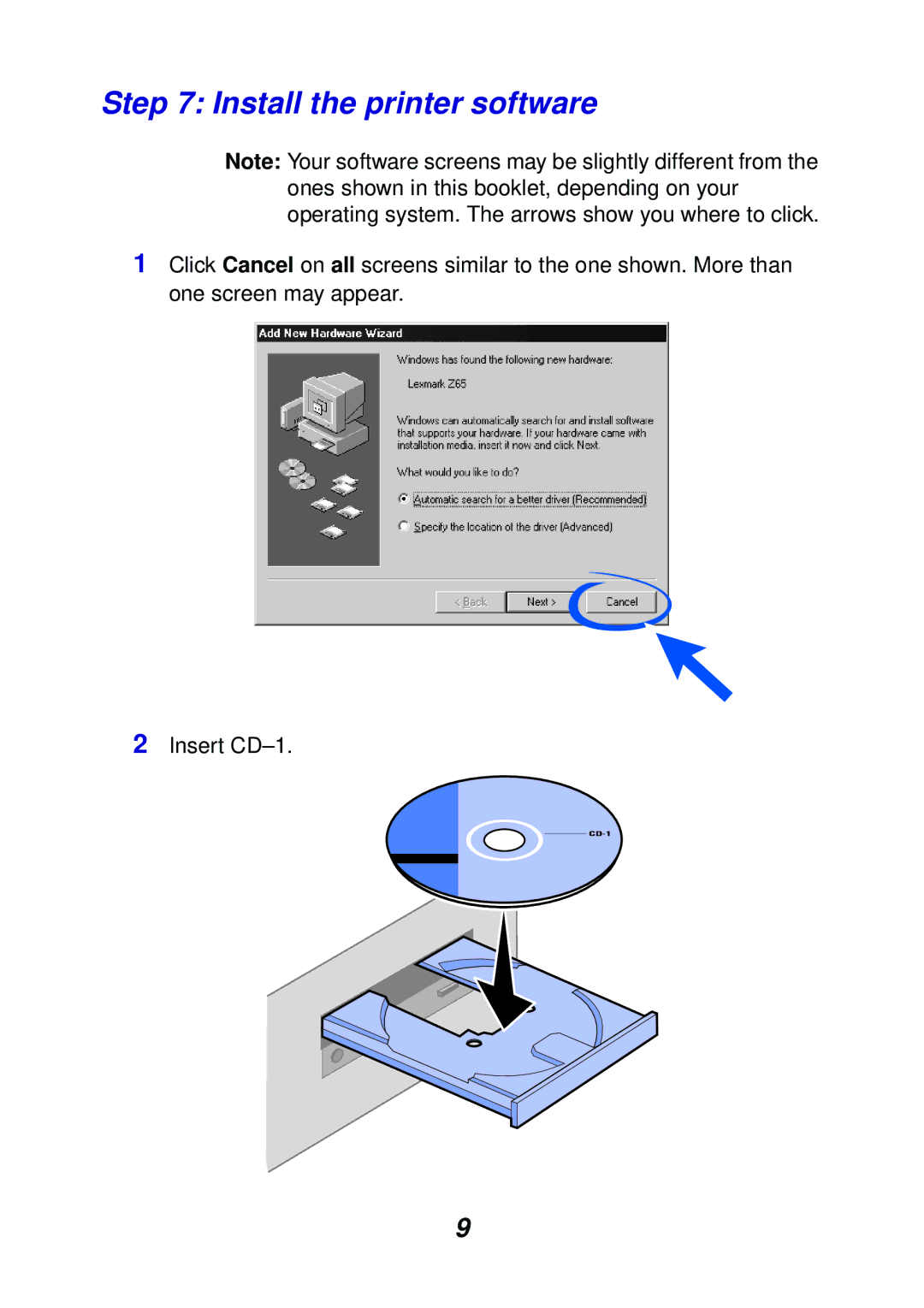 Lexmark Z65P setup guide Install the printer software 