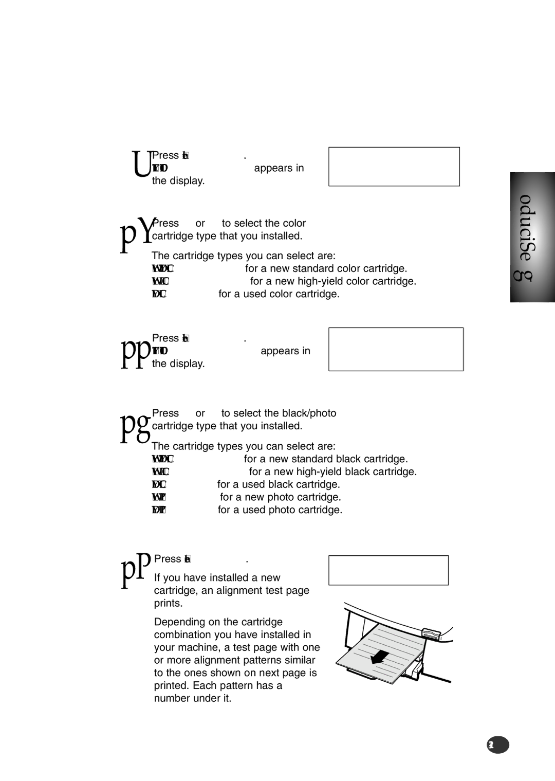 Lexmark Z82 manual Press Enter/Select Left CARTRIDGE? appears in the display, Right CARTRIDGE? appears 