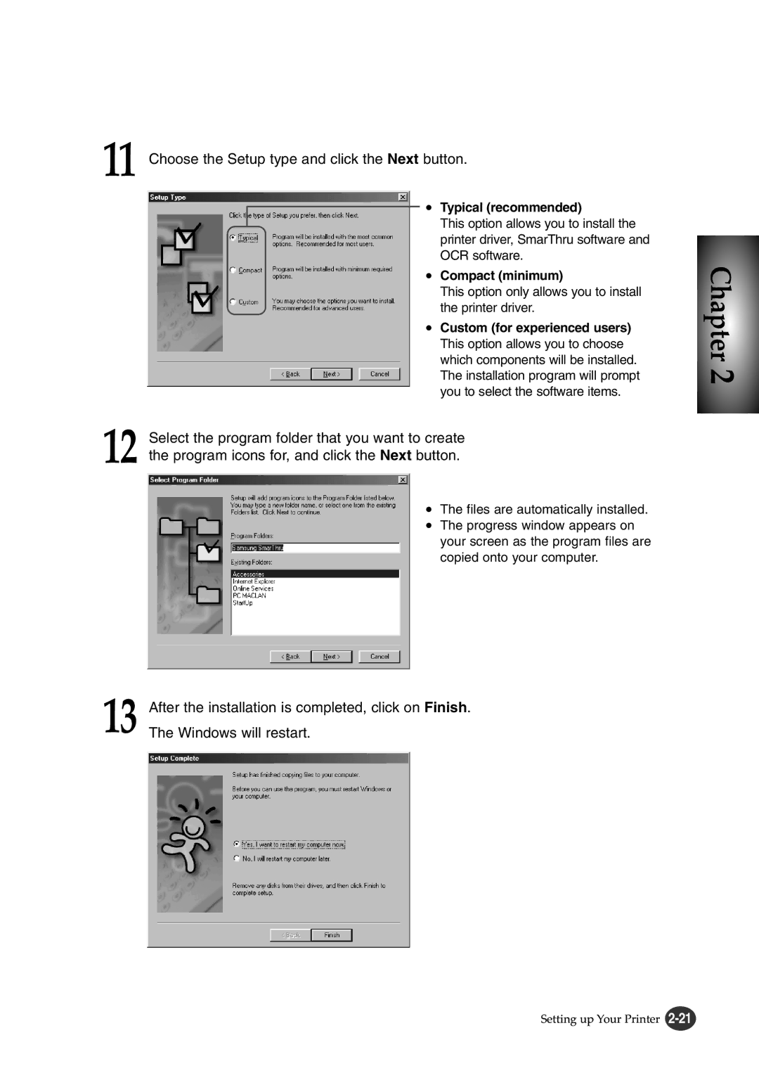 Lexmark Z82 manual Choose the Setup type and click the Next button 