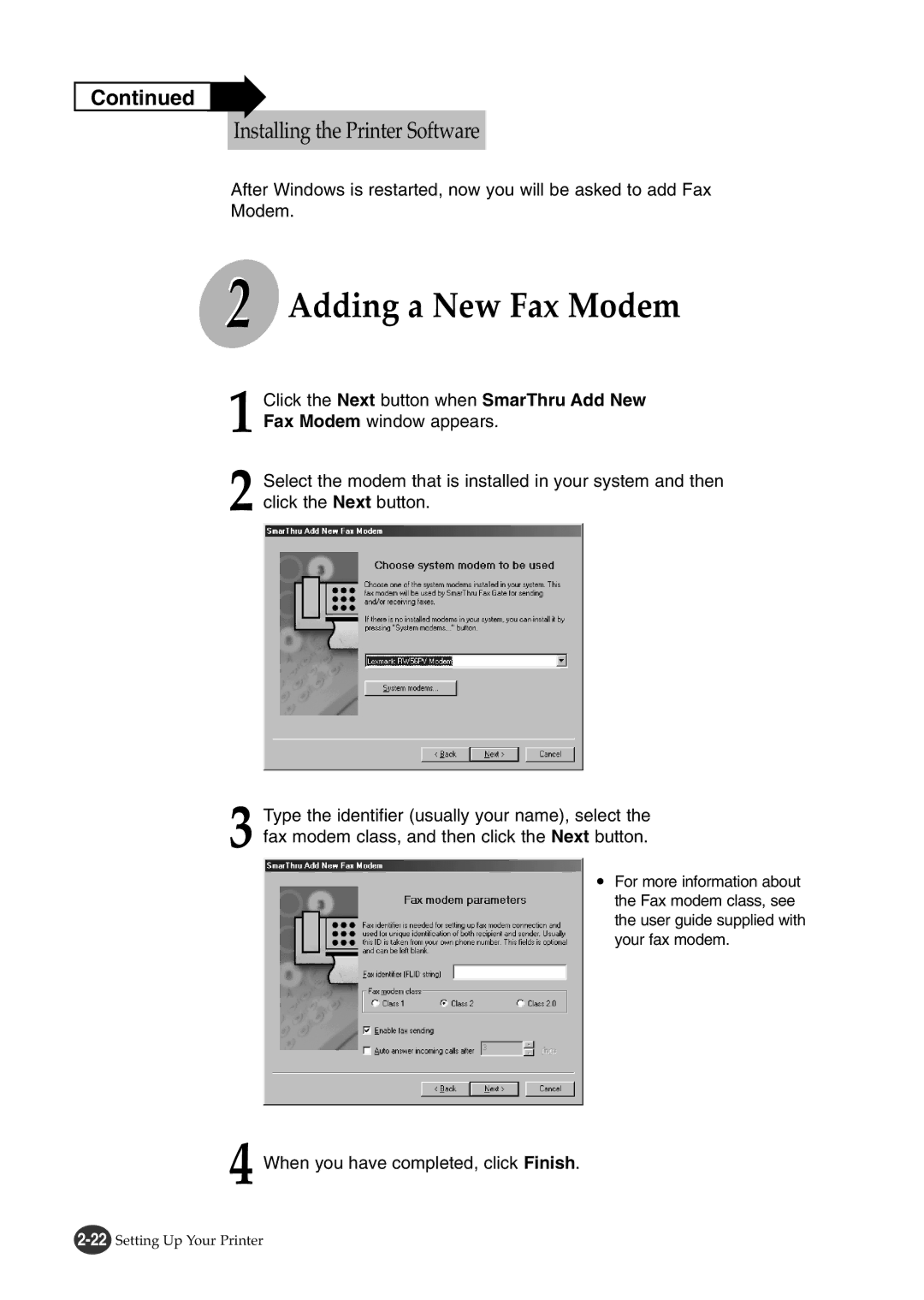 Lexmark Z82 manual Adding a New Fax Modem 