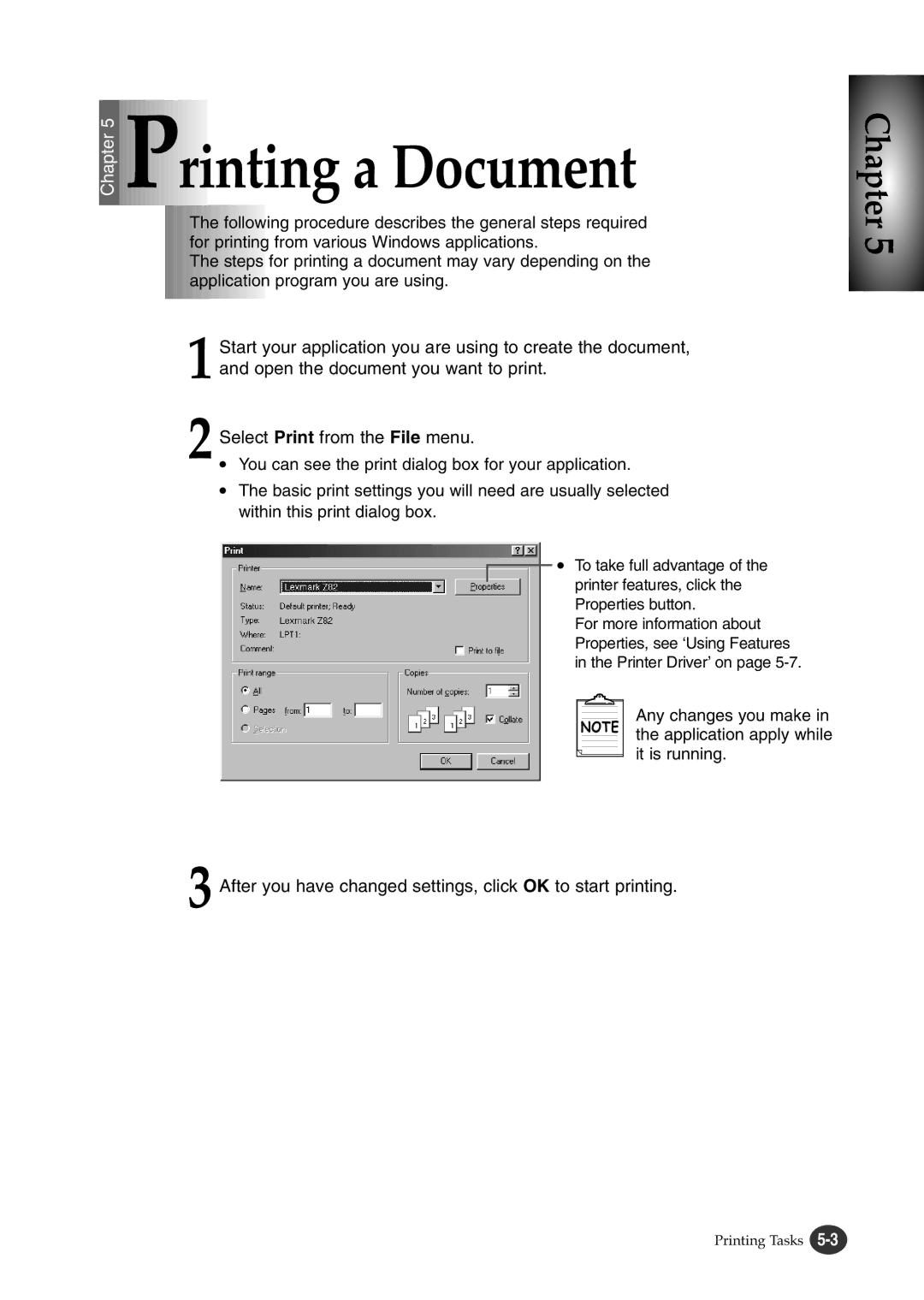 Lexmark Z82 manual Printing a Document 