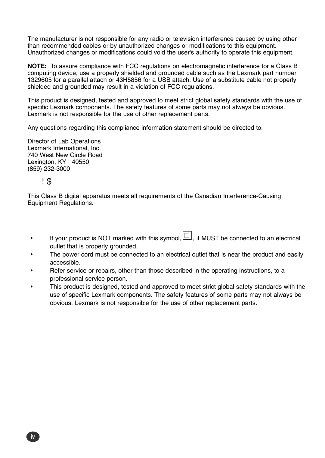 Lexmark Z82 manual Safety Information 