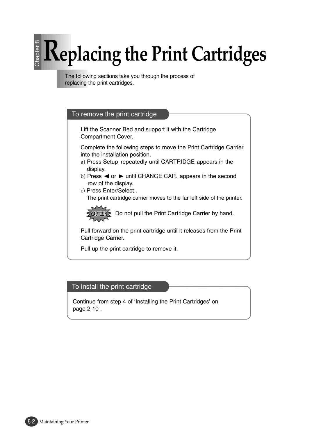 Lexmark Z82 manual Eplacing the Print Cartridges 