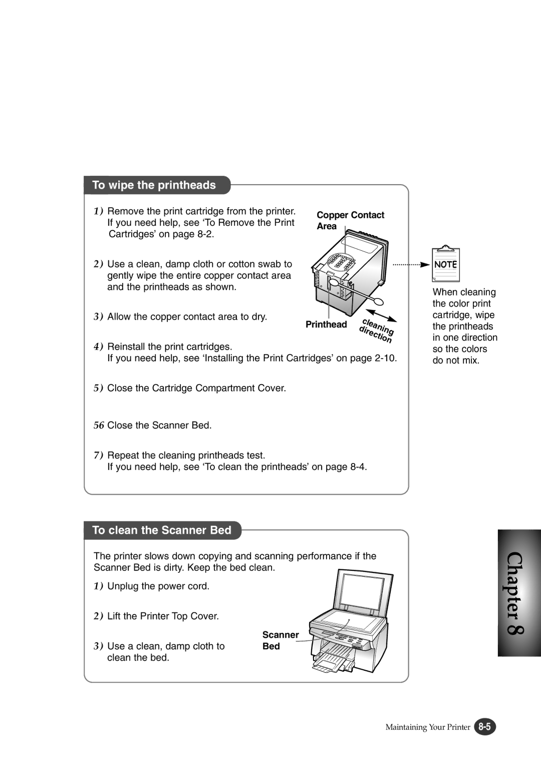 Lexmark Z82 manual To wipe the printheads 