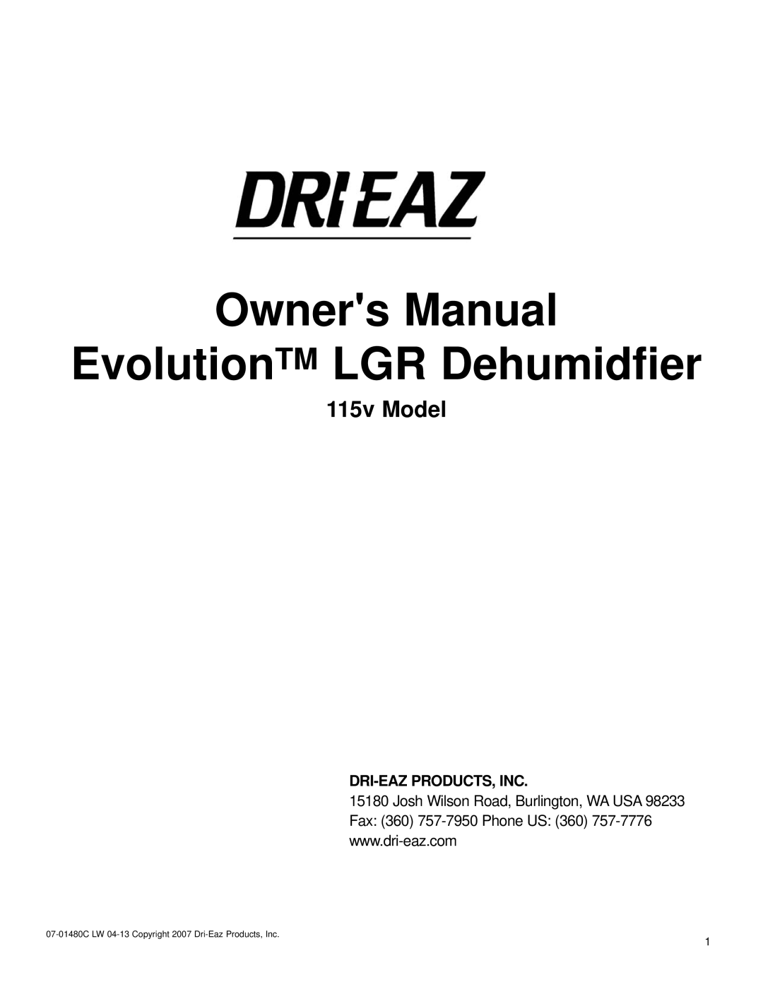 LG Electronics 115V owner manual EvolutionTM LGR Dehumidfier 