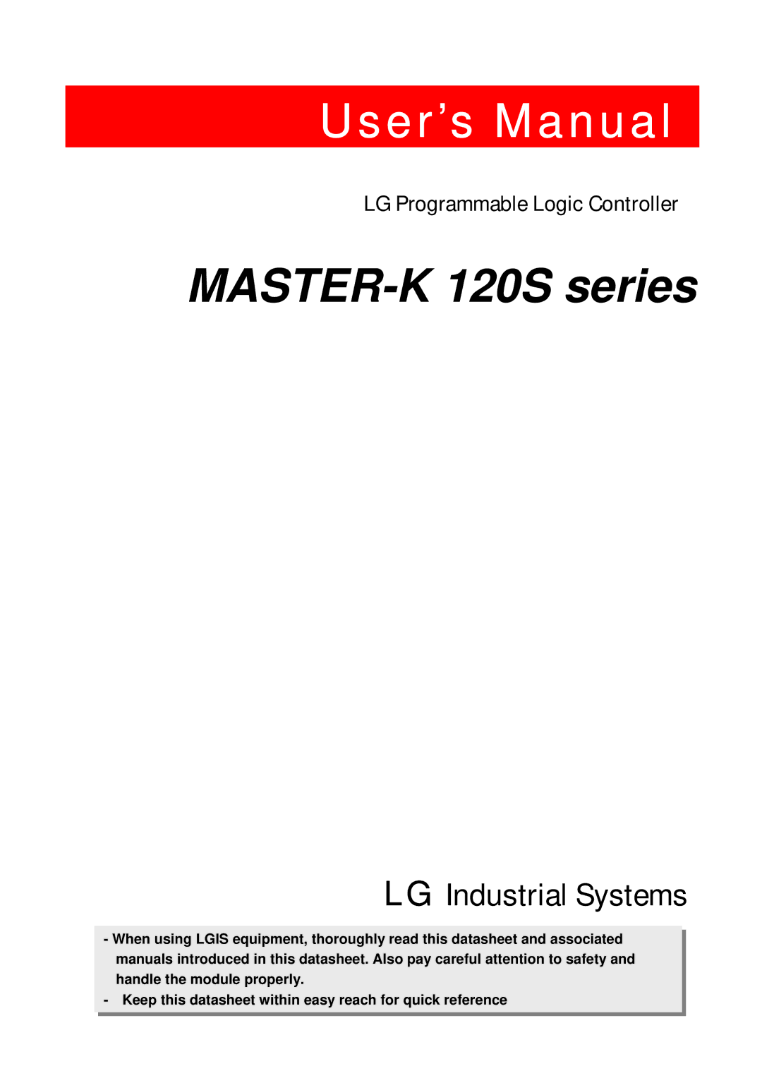 LG Electronics user manual MASTER-K 120S series 