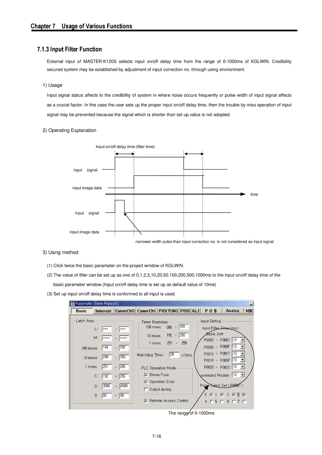 LG Electronics 120S user manual Usage of Various Functions Input Filter Function 