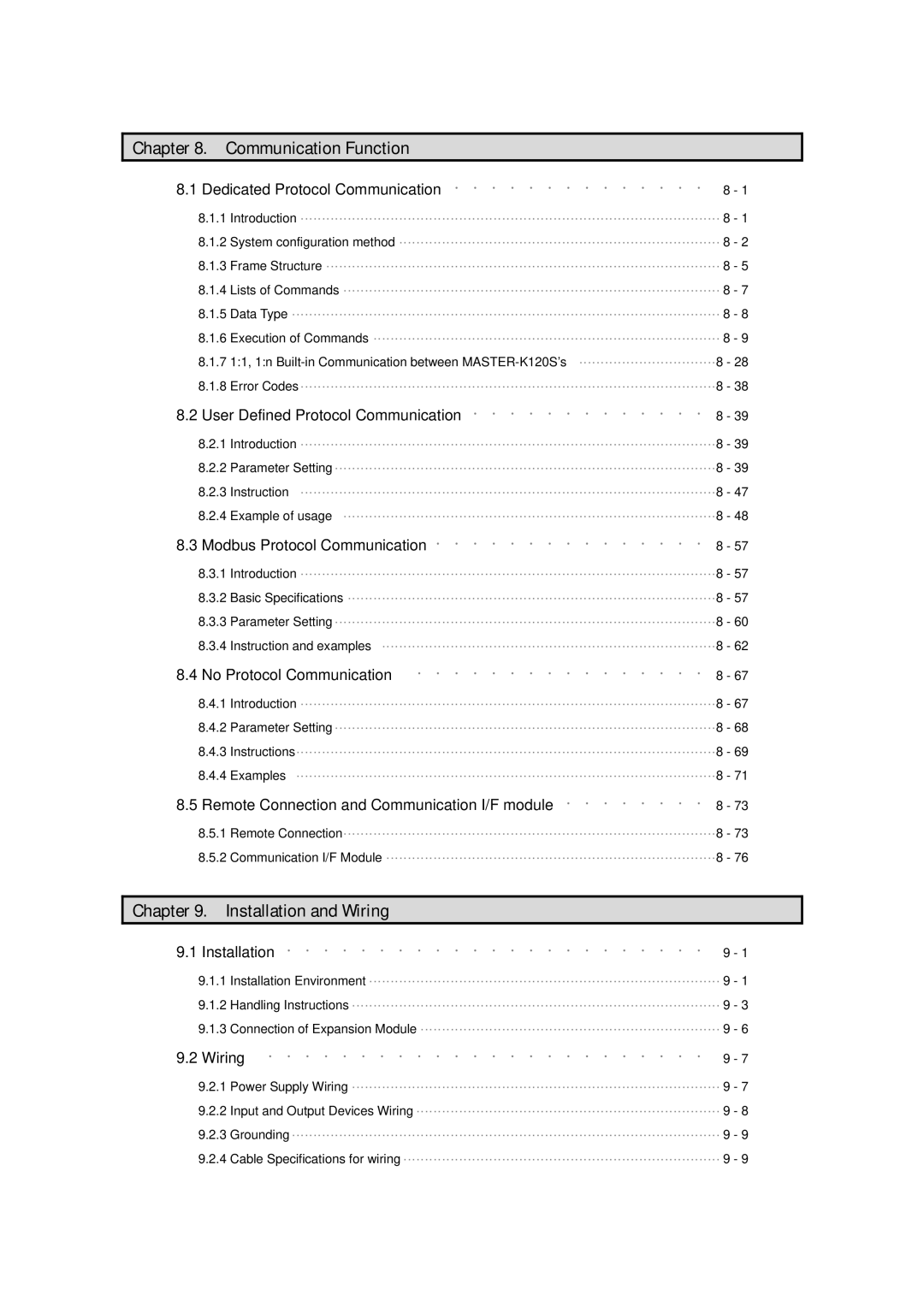 LG Electronics 120S user manual Communication Function, Installation and Wiring 