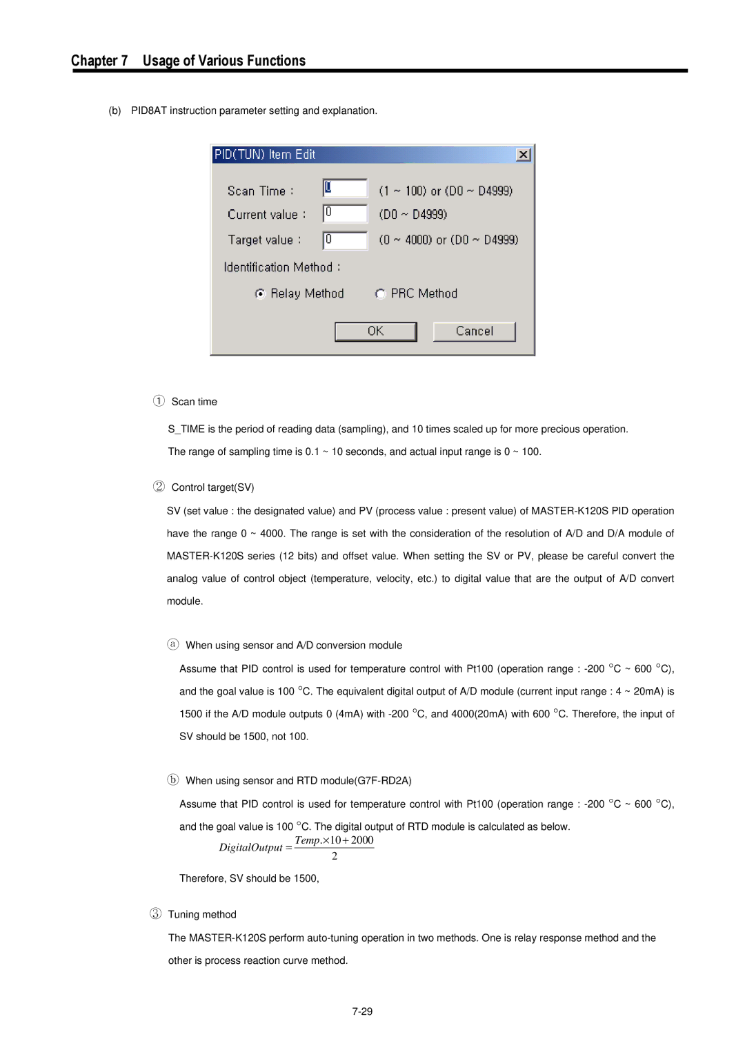 LG Electronics 120S user manual DigitalOutput = Temp.⋅10 + 