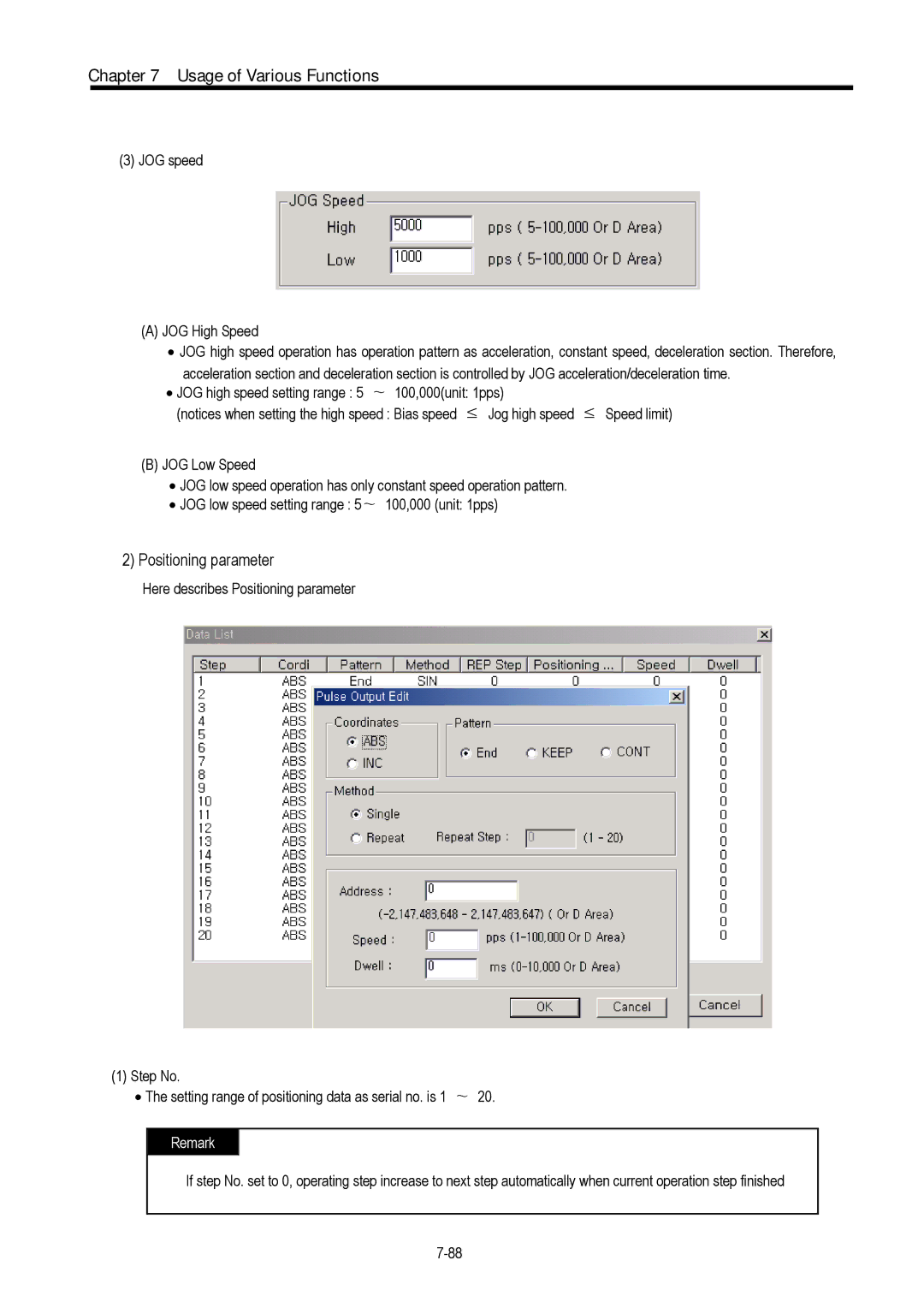 LG Electronics 120S user manual Positioning parameter 