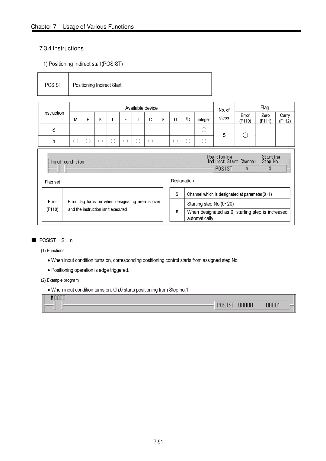 LG Electronics 120S user manual Usage of Various Functions Instructions, Positioning Indirect startPOSIST, Posist 