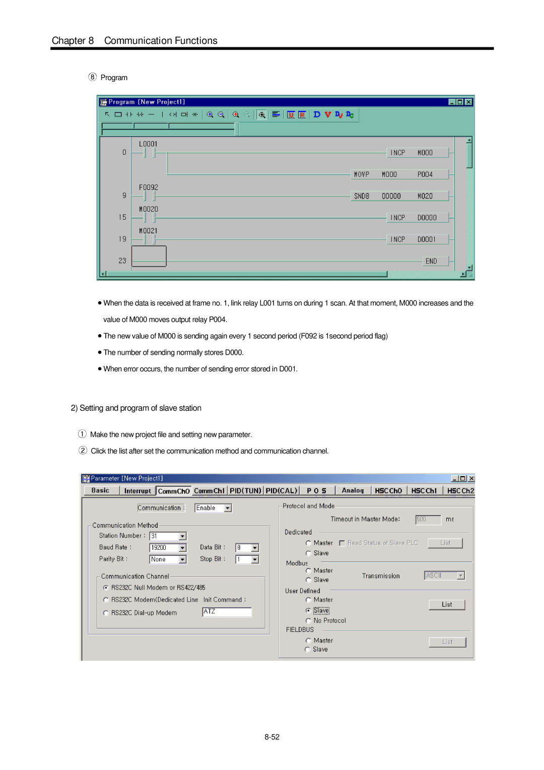 LG Electronics 120S user manual Setting and program of slave station 