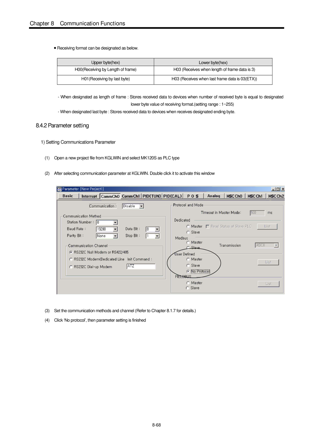 LG Electronics 120S user manual Parameter setting 