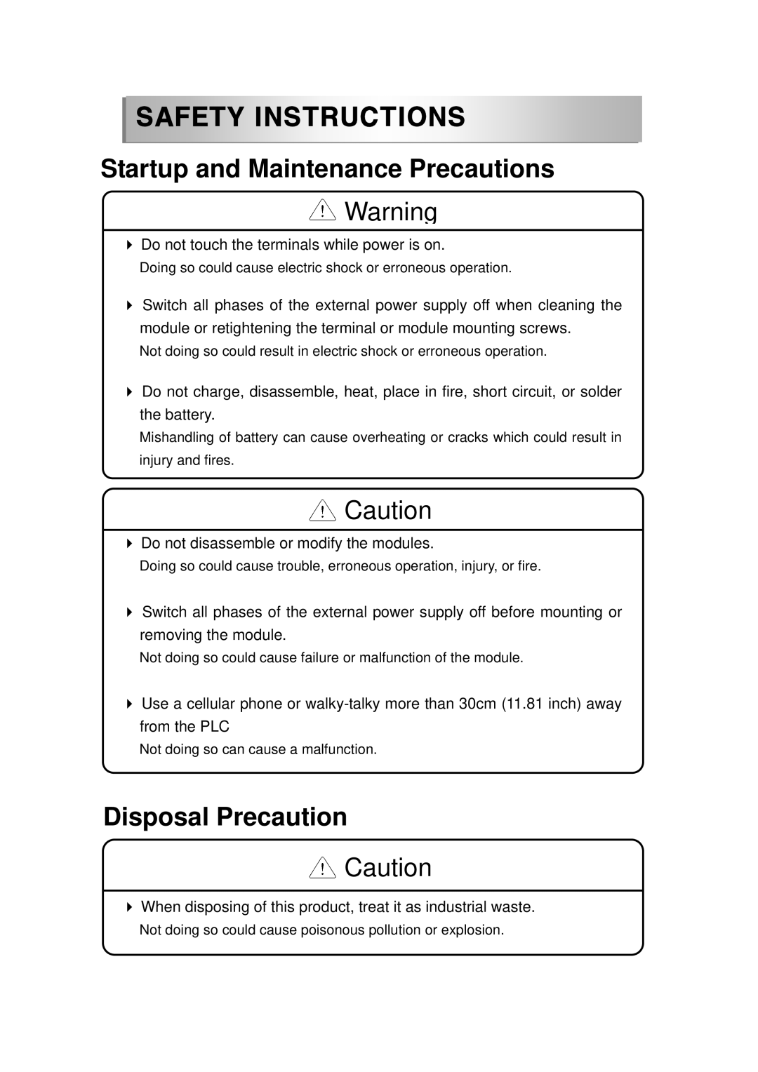 LG Electronics 120S Doing so could cause electric shock or erroneous operation, Not doing so can cause a malfunction 