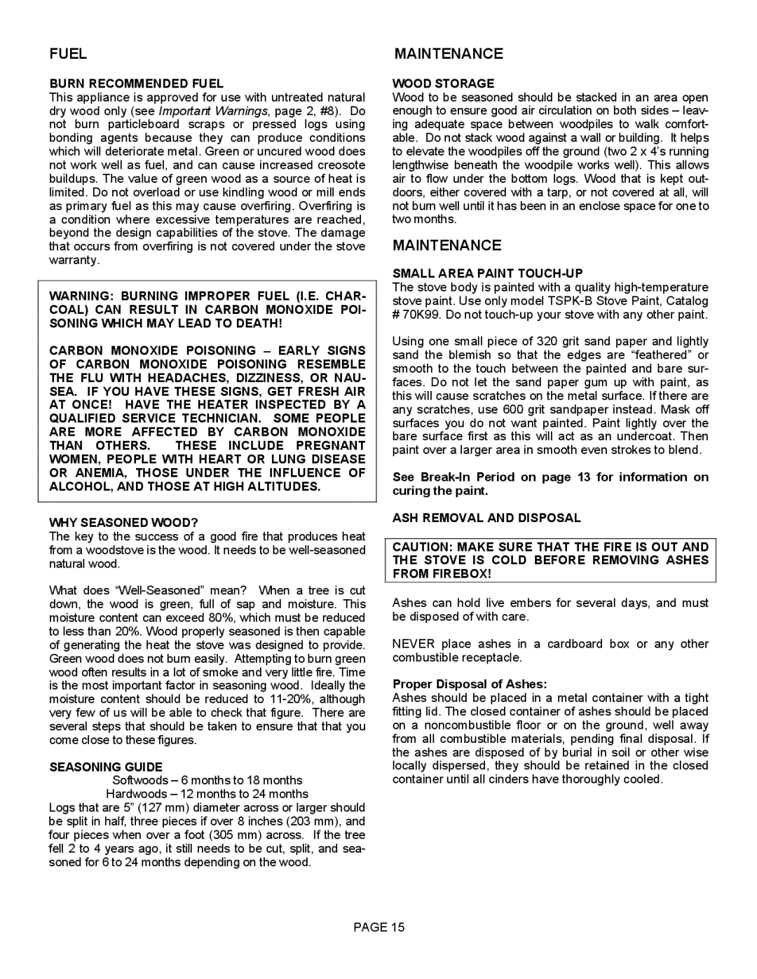 LG Electronics 1400HT operation manual Fuel, Maintenance 