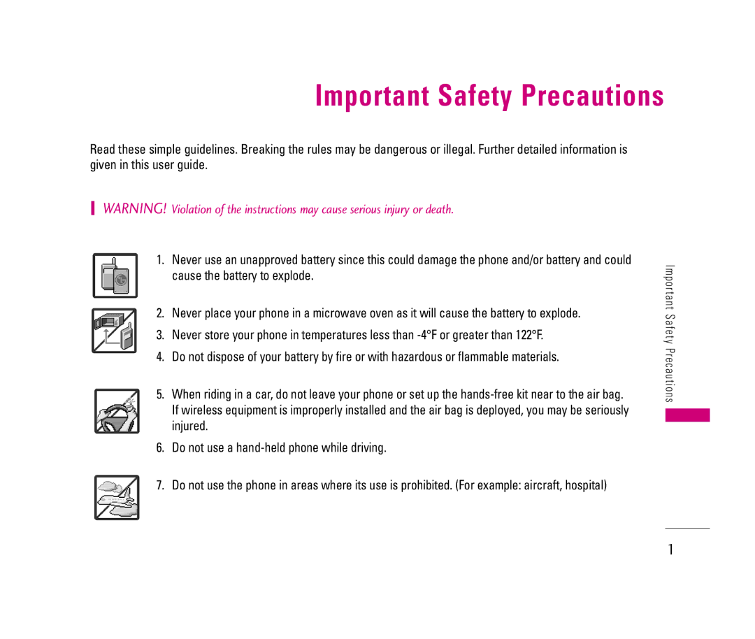 LG Electronics 150 manual Important Safety Precautions 