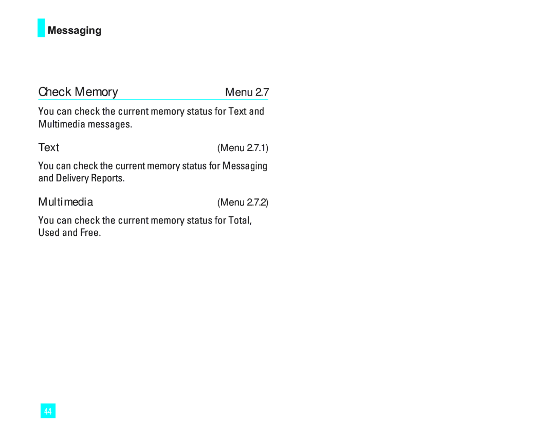 LG Electronics 1500 manual Check Memory 