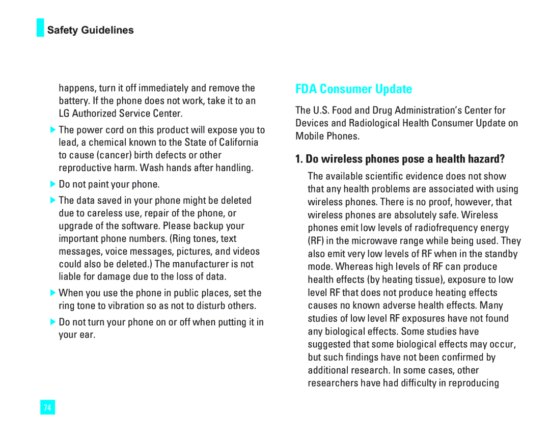 LG Electronics 1500 manual Do wireless phones pose a health hazard?, Do not paint your phone 