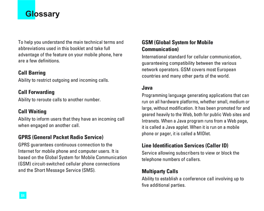 LG Electronics 1500 manual Glossary 