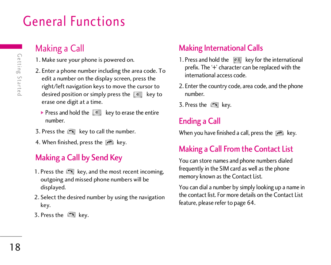 LG Electronics 1500 manual General Functions, Making a Call 